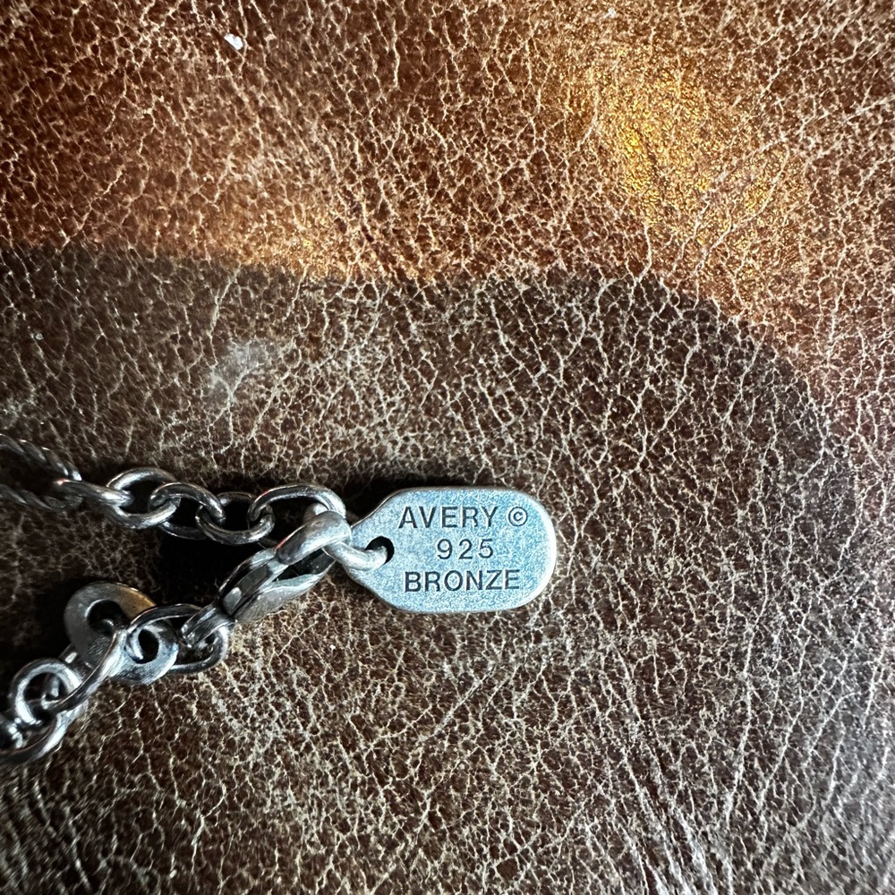 James Avery Bronze and 925 Sterling Silver Oval Twist Charm Holder Necklace - Picture 2 of 3
